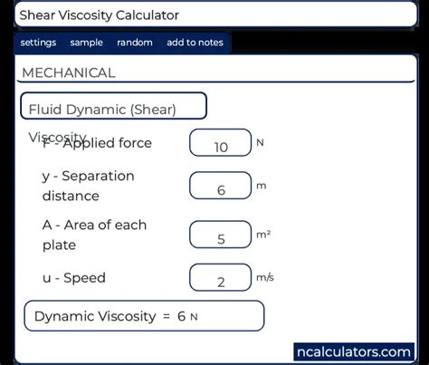 Shear Viscosity Calculator