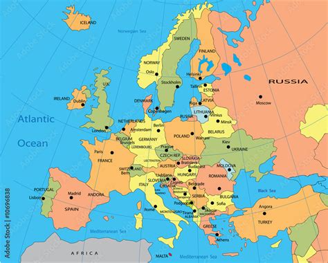 Political Map Of Europe Stock Illustration Adobe Stock