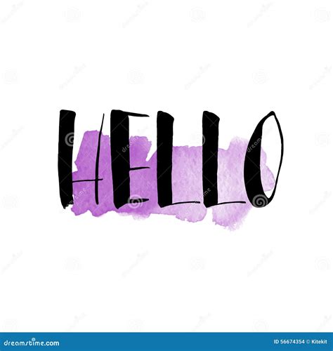 Ink And Watercolor Brush Hand Lettering Hello Modern Calligraphic