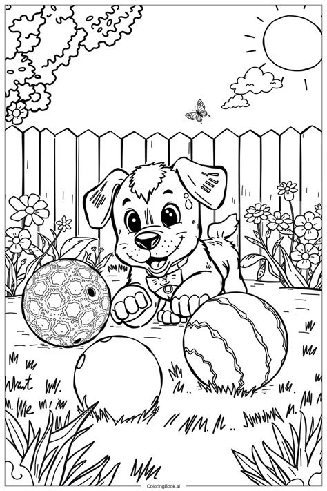 Page De Coloriage Chiot Jouant Avec Une Balle 2 Pdf And Png Imprimables Gratuitement