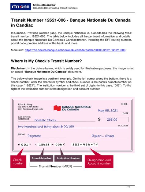 Fillable Online 000612621Transit And Routing Numbers For The Banque