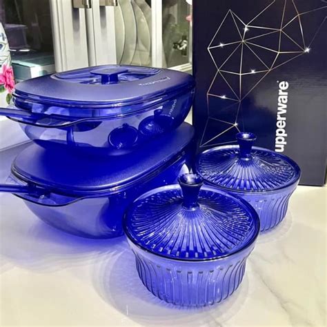 Tupperware Royale Blue Crystalline Set Gift Box Pwp Crystalline