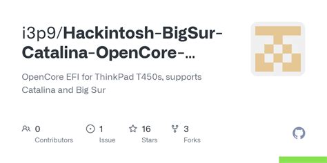 GitHub I3p9 Hackintosh BigSur Catalina OpenCore Lenovo T450s Efi