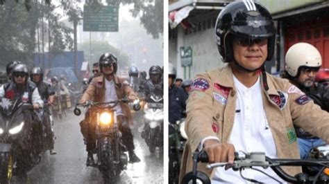 Foto Ganjar Pranowo Dikawal Kaka Slank Geber Motor Tembus Hujan Di Bandung