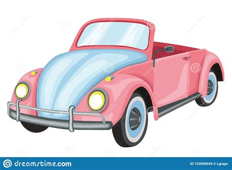 Retrocar Rosado De La Boda Ilustraci N N Imagen Aislada En El Fondo