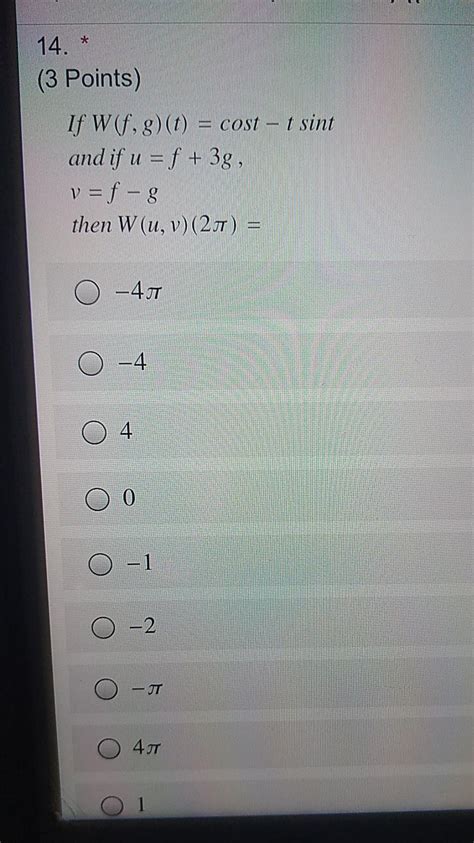 Solved 14 3 Points If W F G T Cost T Sint And Chegg