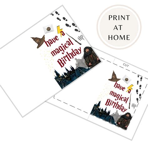 Printable Harry Potter Birthday Card Magical Birthday Card Etsy In