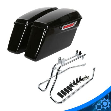 Hard Saddlebags Saddle Bags W Conversion Bracket For Harley Softail