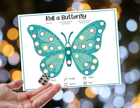 roll  butterfly dice game printable butterfly theme dice game