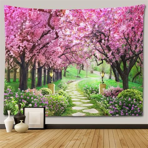 Tenture Murale Arbre Fleurs Roses Evasion Naturelle