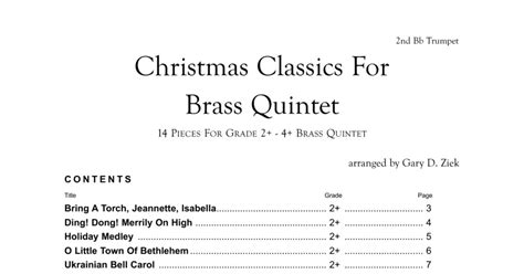 Christmas Classics For Brass Quintet Nd Bb Trumpet Brass Ensemble