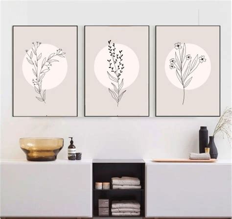 Set of three wall art prints Beige art print Neutral wall | Etsy