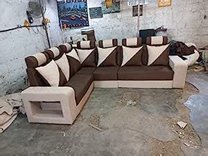 Woodsfreak Alen 6 Seater Fabric RHS L Shape Sofa Set Brown Amazon