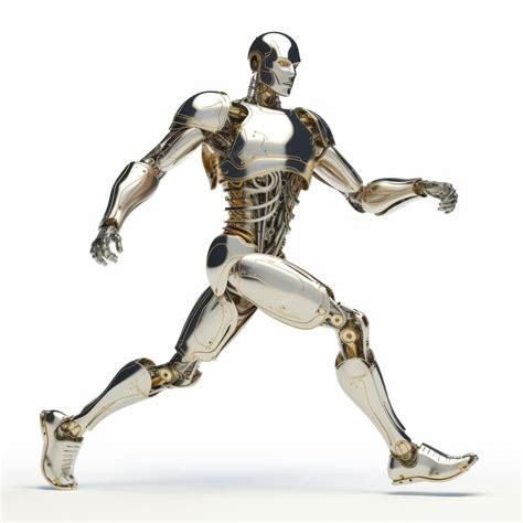 Premium Photo Robot Man Running Isolated On White Background