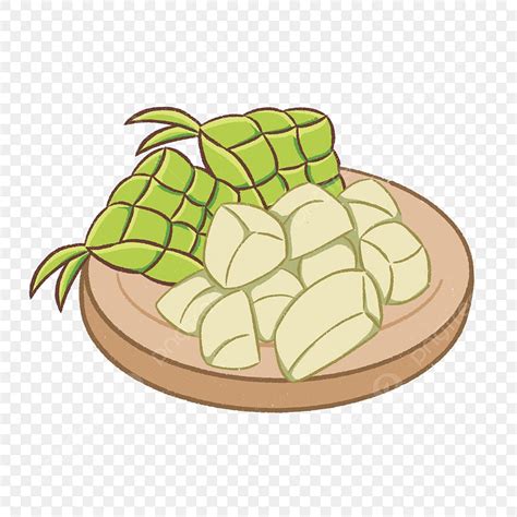 Cooked Ketupat In Plate Illustration With Transparent Background