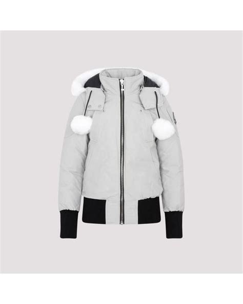 Moose Knuckles Debbie Bomber Jacket In White Lyst