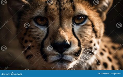 Beautiful African Cheetah Staring With Alertness In Wilderness Savannah