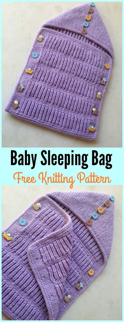 The Knitting Pattern For Baby Sleeping Bag Is Shown In Two Different