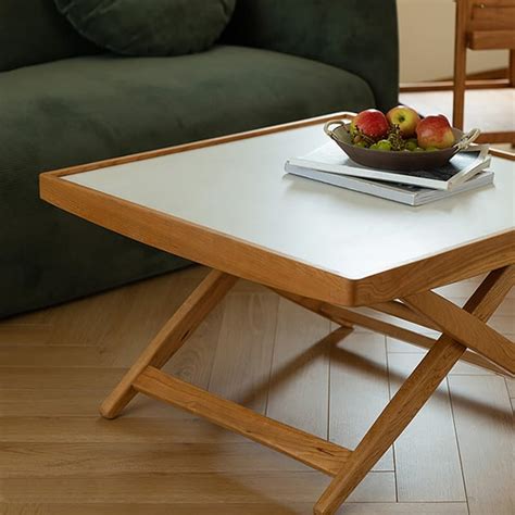 Modern Wooden Folding Coffee Table With Sintered Stone Top Homary