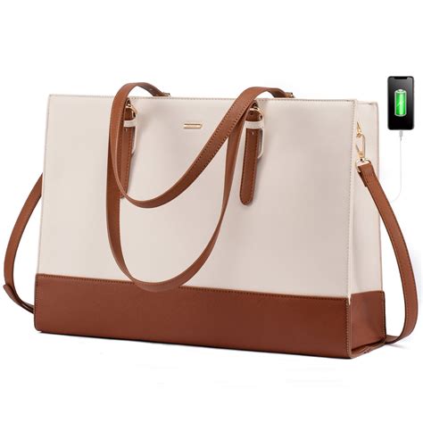 Lovevook Laptop Totes For Women Leather Waterproof Work Bag Fit