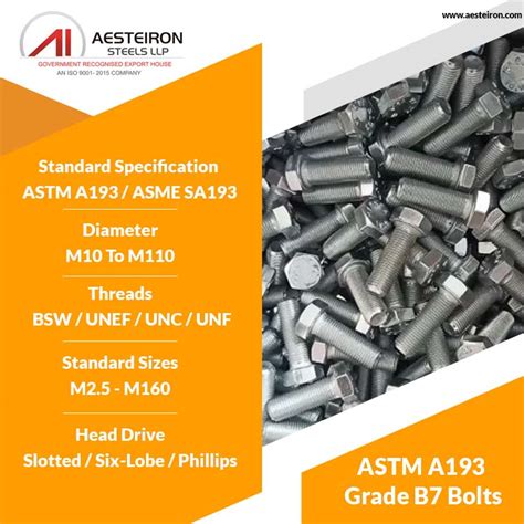 ASTM A193 Grade B7 Bolts And SA193 B7 Stud Bolt Hex Nut Threaded Rod