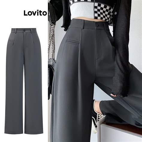 Lovito Cal A Casual Plissada Lisa Para Mulheres L Ad Shopee Brasil