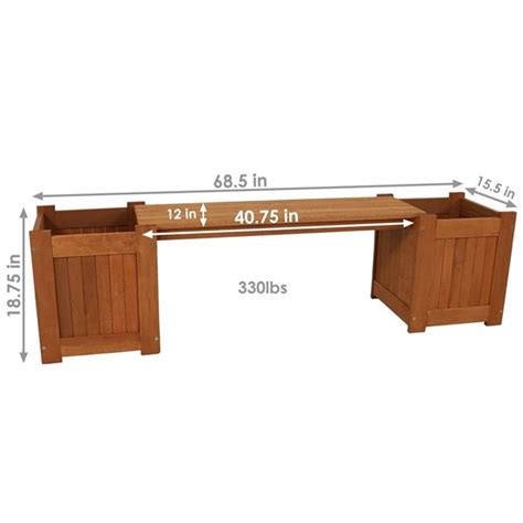 Sunnydaze Decor Sunnydaze Meranti Wood Outdoor Planter Box Bench With Teak Oil Finish 68 In Lam