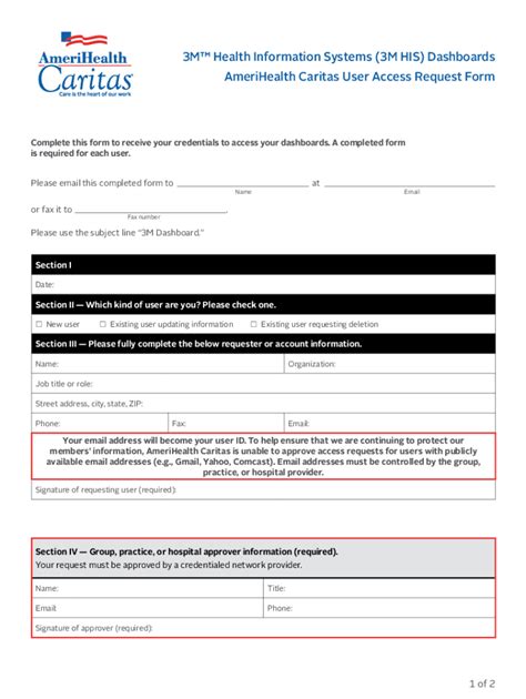 Fillable Online M Dashboard User Form Amerihealth Caritas Louisiana