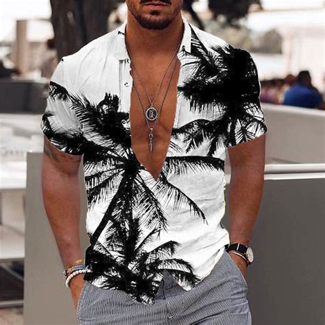 Waenqinla Mens Hawaiian Shirts Summer Tropical Palm Tree Print Beach