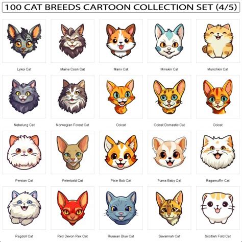 Funny cat breeds cute colorful cats cartoon Vector Image