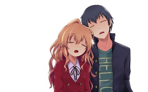 HD wallpaper: Toradora!, Aisaka Taiga, Takasu Ryuuji, white background ...