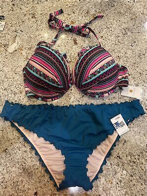 NWT Shade Shore Pink Teal Black Ruffle Bikini Top D Teal Ruffle Bottoms XL EBay