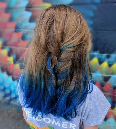 Brown Hair With Blue Tips Ombre