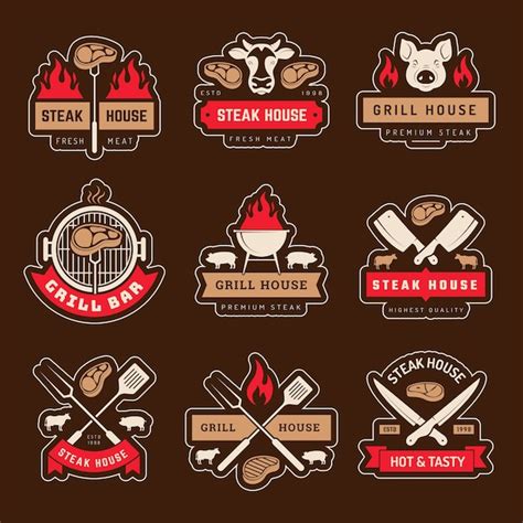 Premium Vector Steakhouse Emblem Meat Store Logotype Barbeque Vintage