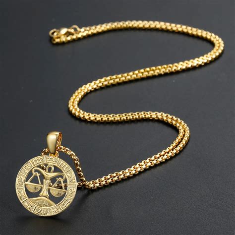 Libra Zodiac Sign Necklace Yellow Gold Constellations Pendants Necklace