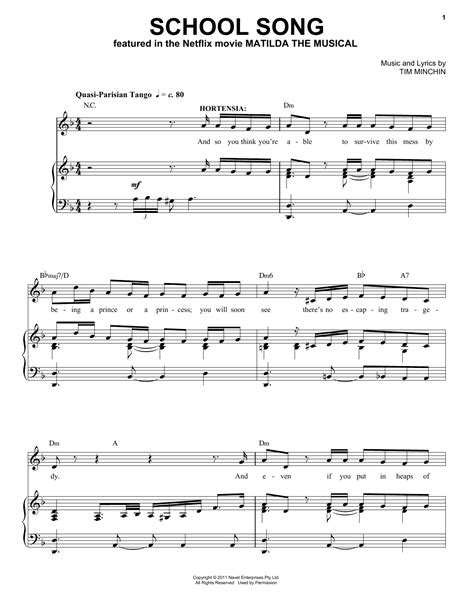 Sheet Music With The Words School Song