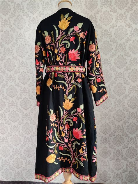 Long Kashmiri Embroidery Robe with Floral Embroidery Belt | Kashmiri K ...