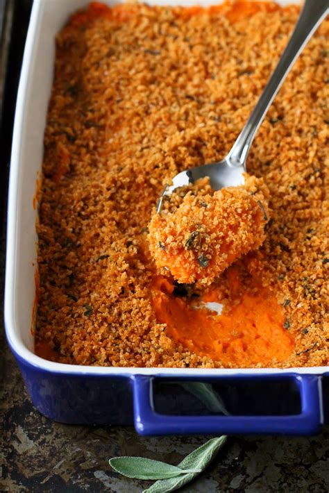 Light Sweet Potato Casserole Recipe With Sage Breadcrumbs Cookin Canuck