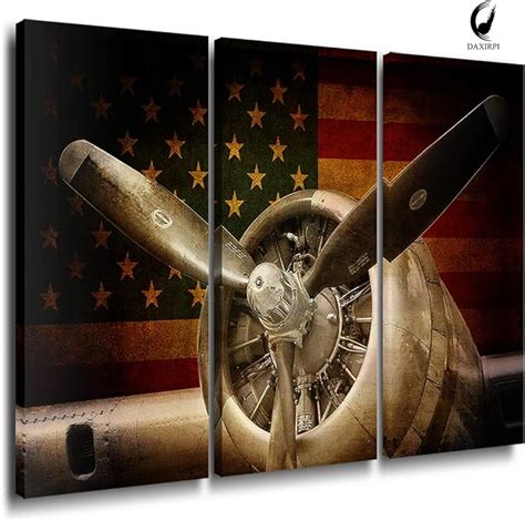 Vintage Airplane Decor Aviation Canvas Wall Art Military Fighter Jet