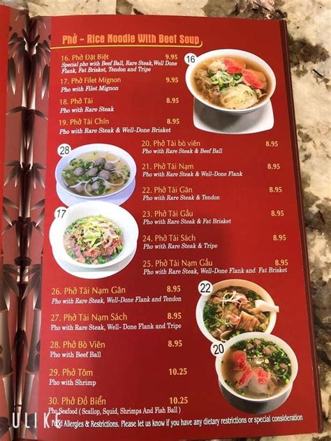 Carta Del Restaurante Mr Pho Vietnamese Noodle House North East