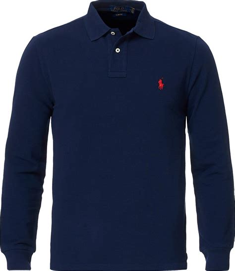 Polo Ralph Lauren Slim Fit Long Sleeve Polo Shirt Newport Navy Pris