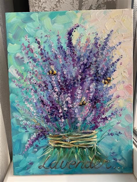 Lavender Oil Painting Original Impressionistic Oil Painting Flowers ...