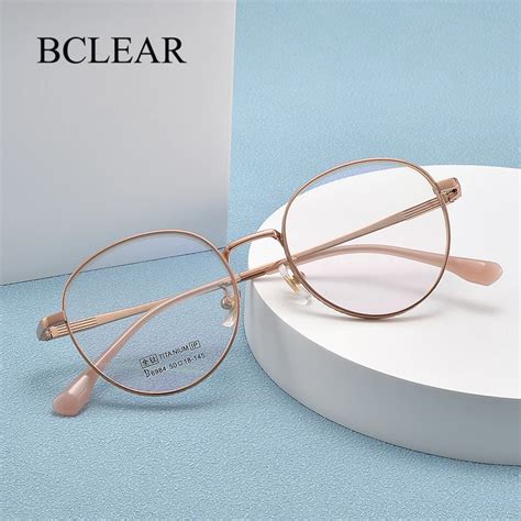 Bclear Vintage Round Glasses Frame Retro Men Female Eyeglass Frames Pure Titanium Eyewear Brand