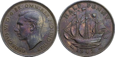 Großbritannien Half Penny 1942 Georg VI 1936 1952 Kursmünze 1937