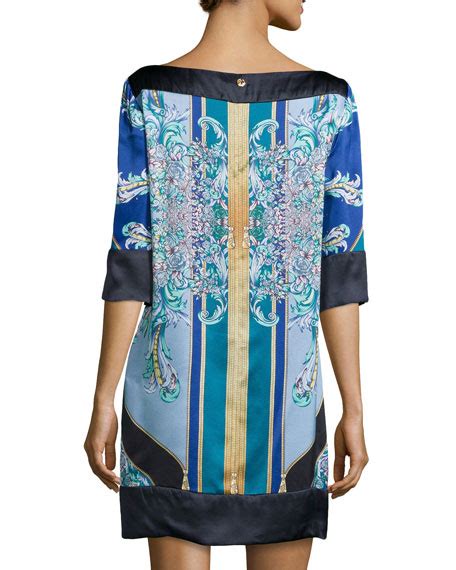 Versace 34 Sleeve Printed Silk Tunic Dress