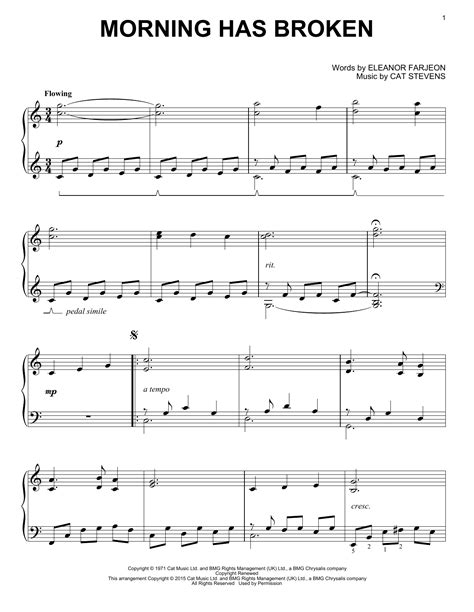 Morning Has Broken Sheet Music Cat Stevens Piano Solo