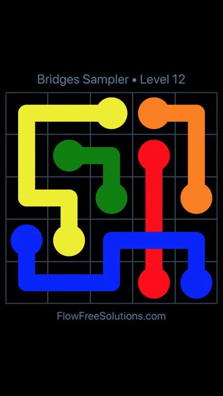 Flow Free Bridges Sampler 5 X 5 Level 12 Puzzle Solution and Answer - Flow Free Solutions