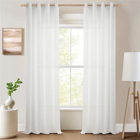 Topfinel Voile Curtains With Eyelets Semi Transparent Curtains Linen