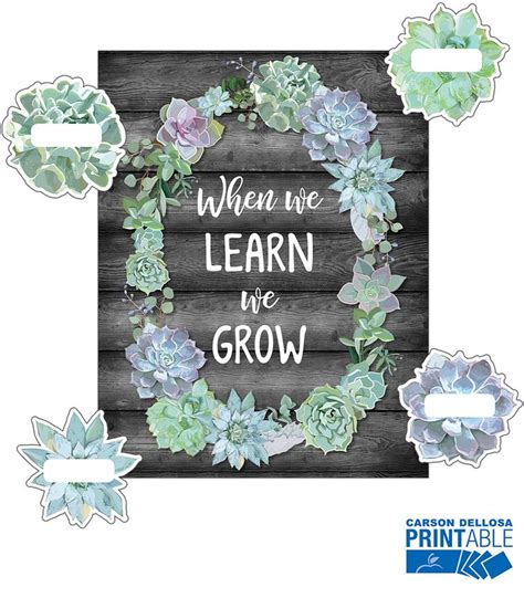 Simply Stylish When We Learn We Grow Printable Bulletin Board Set In