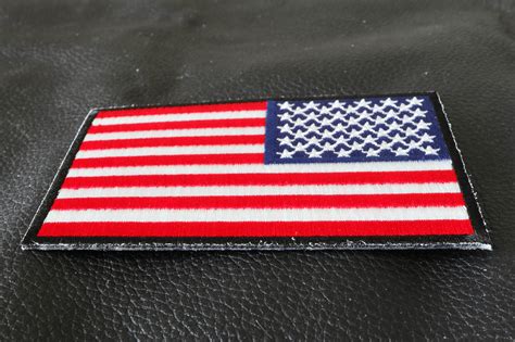 Black Border Reversed Us Flag 4 Inch Embroidered Patches By Ivamis